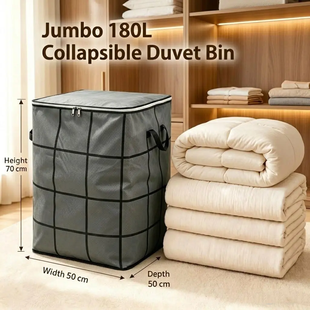 Spacious Moving Storage Bin, ZipperedOrganizer for Quilts, Bedding & Sweaters, LargeCapacity Fabric Bag for Moving Day, Closet &Bedroom Use