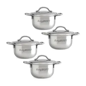 BergHOFF Set of 4 Stainless Steel Covered Mini Pots