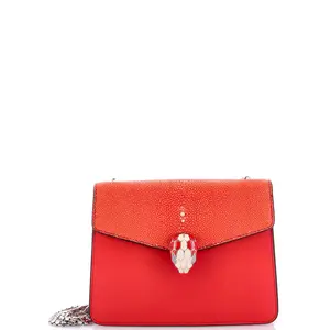 Pre-owned Bvlgari Leather, Stingray Shoulder Bags Serpenti Forever Square Shoulder Bag Leather and Stingray Small by Rebag
