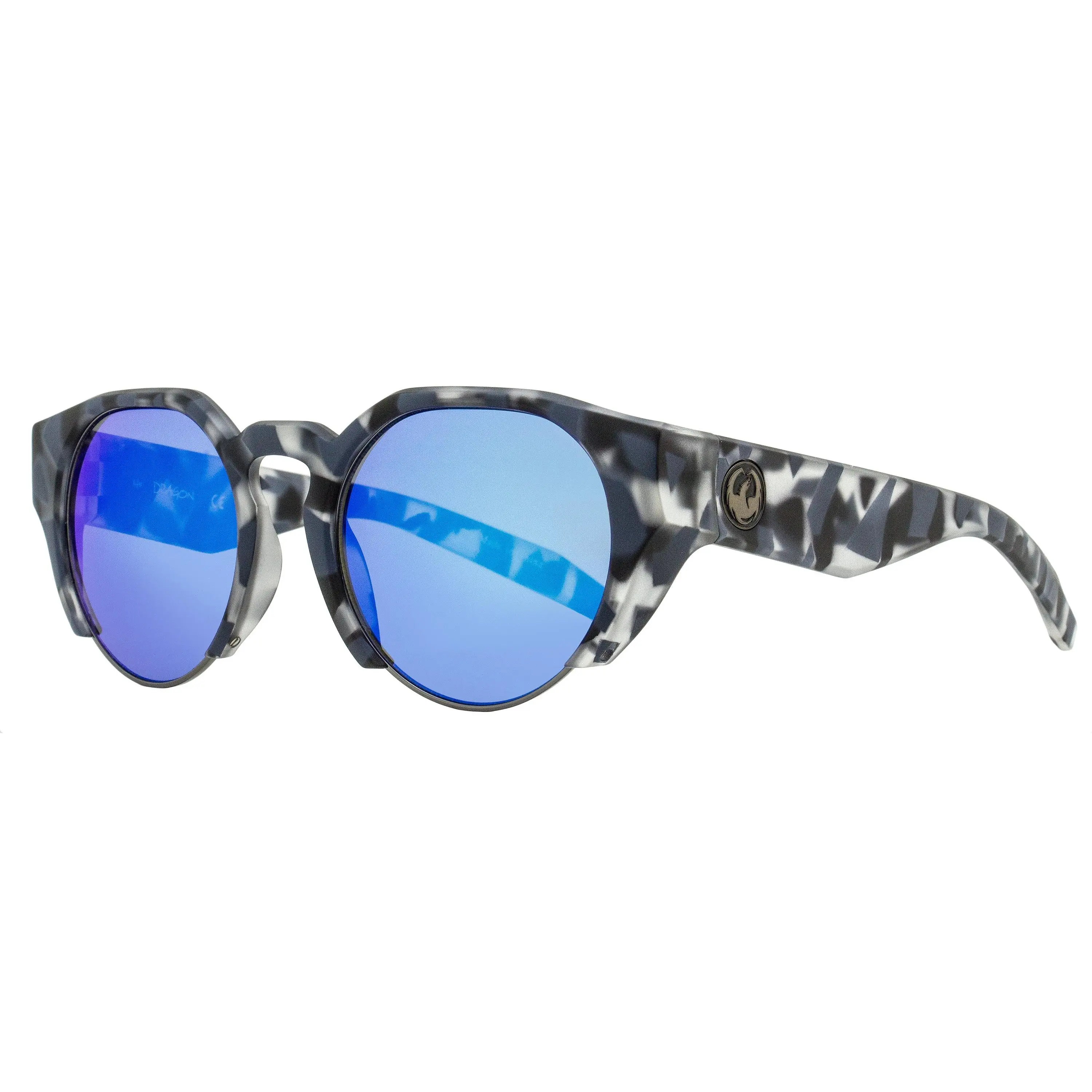 Dragon Round Sunglasses Compass LL Ion 462 Matte Gray Tortoise 51mm