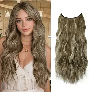 Plodon Baddie Aesthetic: Brown Mix Ash Blonde 4-Clip One-Piece Extension, Salon-Quality Bouncy Waves for Work & Gala, Secure & Tension-Free Lightweight Hairpiece