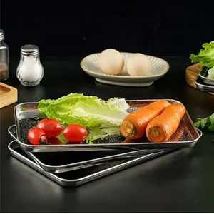 1/3/4pcs Stainless Steel Tray, Baking Tray, Steaming Tray, for Grilling, Baking, Steaming, Flat Bottom, Food Storage Container, Kitchenware