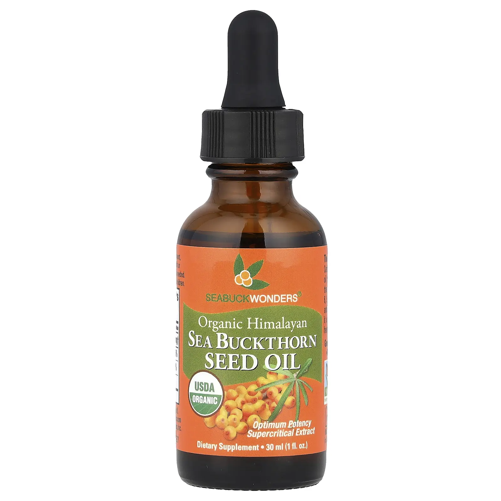 SeaBuckWonders Organic Himalayan Sea Buckthorn Seed Oil, 1 fl oz (30 ml)