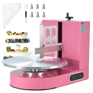 VEVOR Cake Decorating Machine,  Cake Cream Spreading Coating Smearing Machine, Low Noise Cake Frosting Machine, Turntable with Adjustable Scraper, for 4" to 16" Cake, 25-320RPM Rotating Speed, Pink