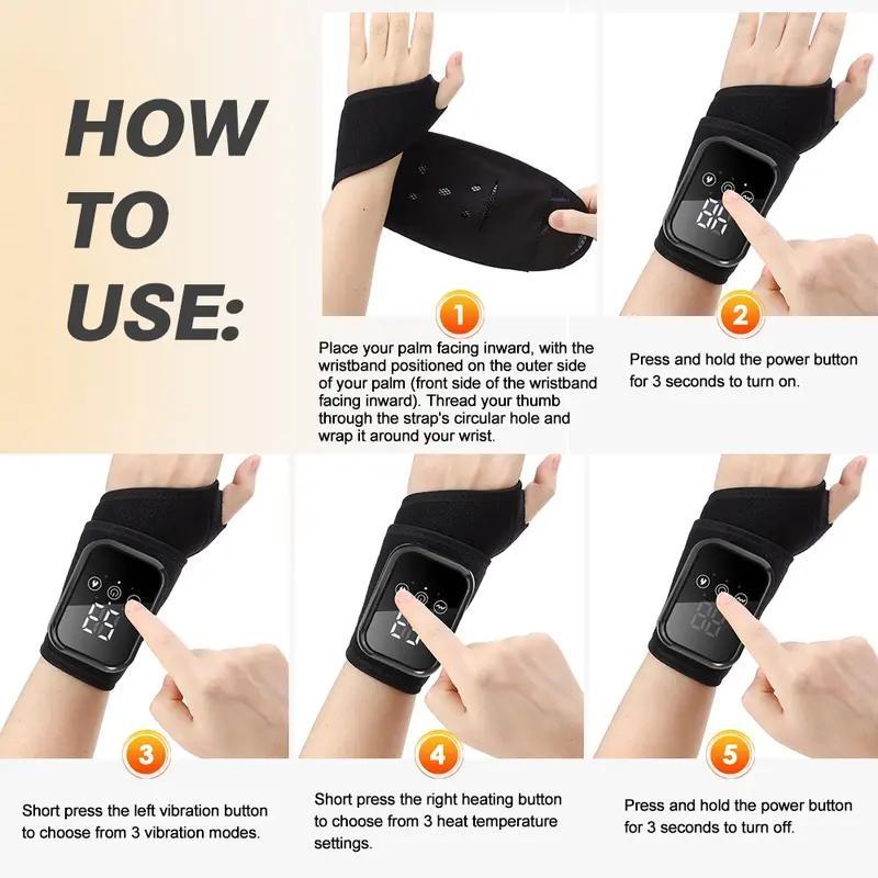 Cordless Vibrating Hand Massager with Heat,  USB Rechargeable Massagers,  Heat Therapy Heated Wrist Massager Wrap for Arthritis, Universal Fit for Left & Right Wrist, Summer Vibe,gift