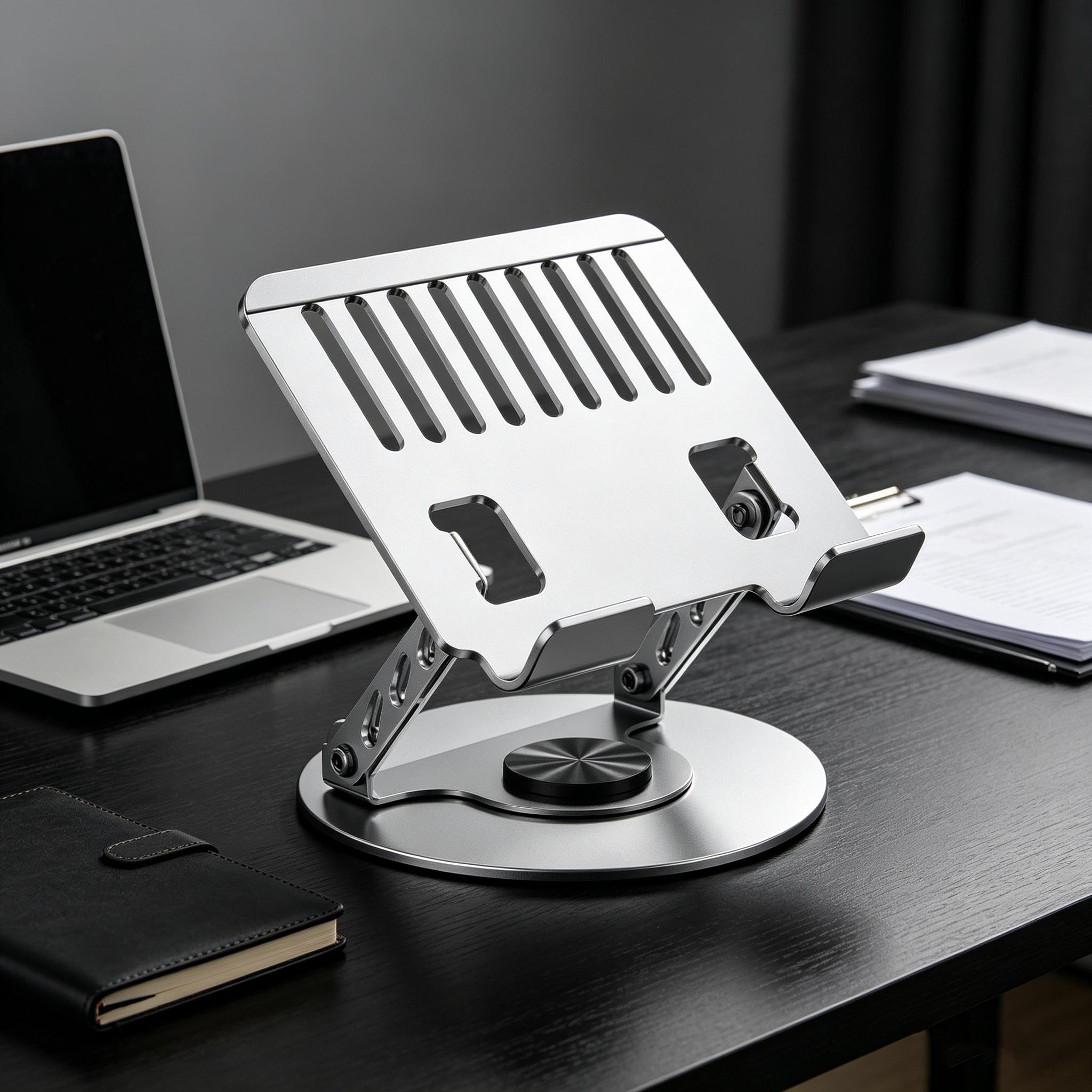 360° Rotating Aluminum Laptop Stand - Adjustable, Foldable 2-in-1 Multifunctional Hub, Portable Holder for Gaming Laptops, Mobile Devices, MacBook-Compatible, Mother’s Day Gift for Working Moms