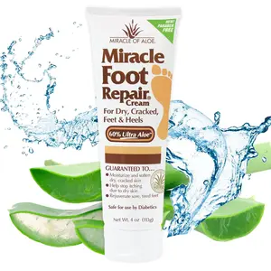 Miracle Foot Repair Cream, 4 oz, Repairs Dry Cracked Heels and Feet Fast. Diabetic-Safe. 60% Pure UltraAloe soothing gel moisturizes, softens, and revitalizes feet
