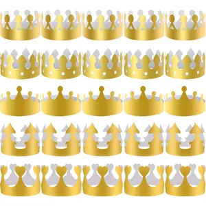 40 Pieces Paper Crowns Golden Party Crown Hats Paper King Crowns for Party and Birthday Celebration