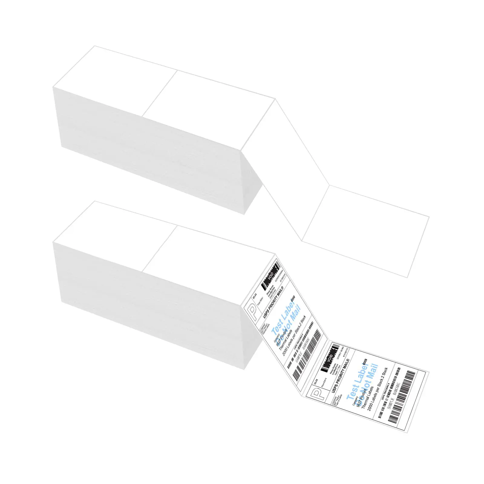 4" x 6" Zebra Fanfold Direct Thermal Shipping Labels,2 Stacks, 4000 Labels White, Perforated (2,000 Label per Stack)
