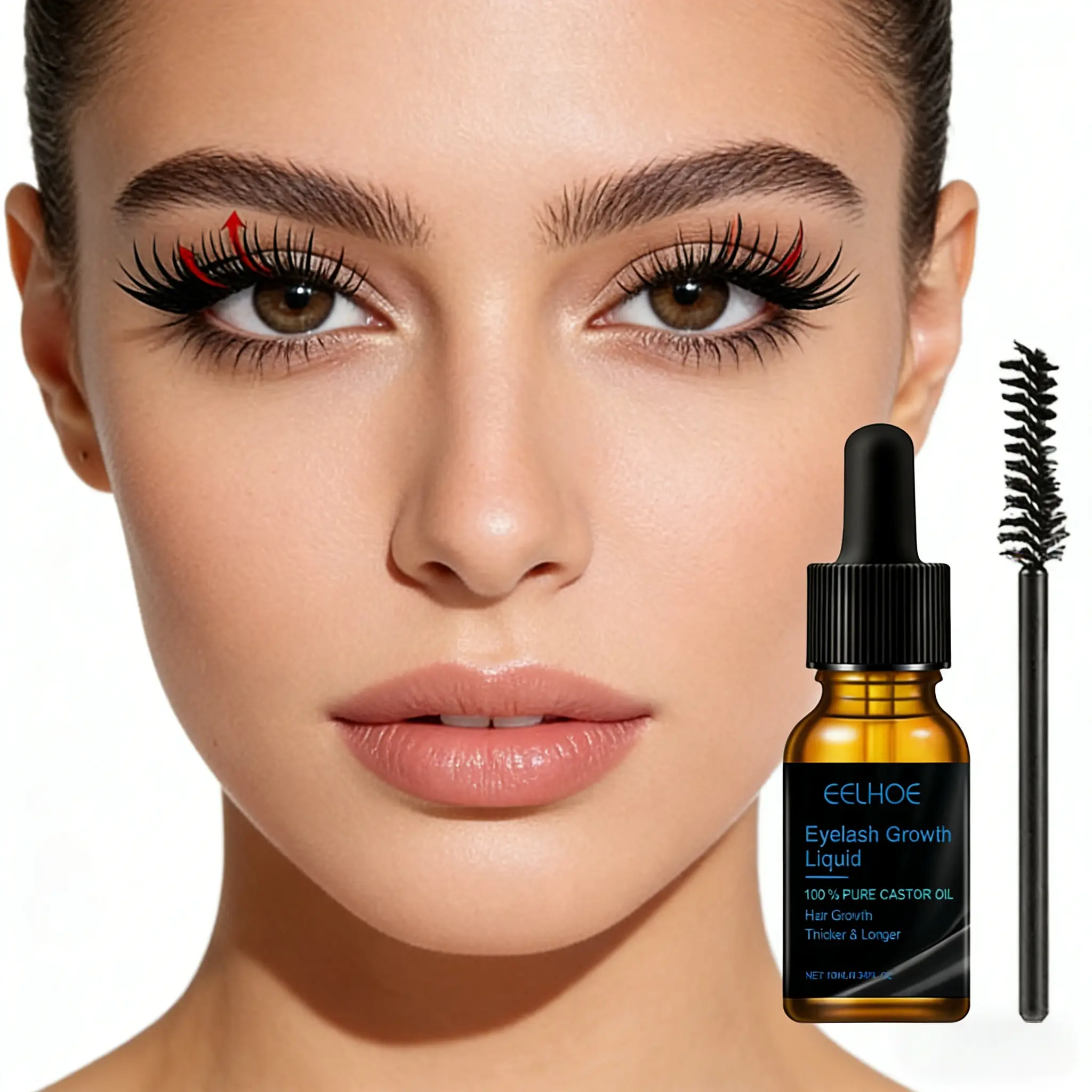 Pure Castor Oil Eyelash Growth Serum, Lash and Brow Enhancer for Fuller, Thicker, Longer Looking Lashes, Non-Irritating Formula, 10ml, Eyelash Enhancer, Lash Routine