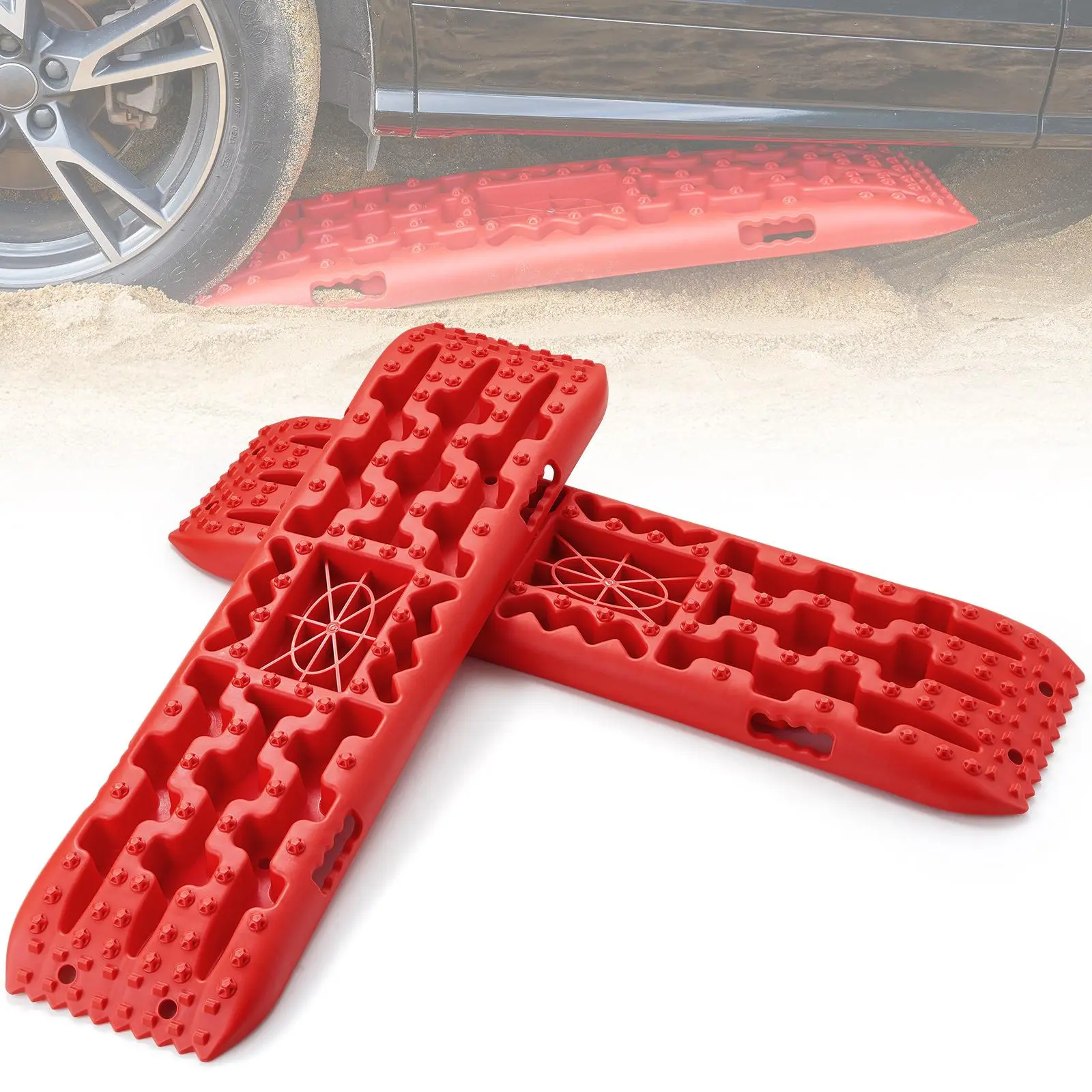 【summerfinds】VEVOR 10 TON Traction Boards with PP Material, Recovery Boards for Off-road Vehicles/Cars/Pickups/SUVs/RVs, Pair Tire Traction Mats on Snow, Sand, Mud and Loose Terrain, Storage Bag, Long
