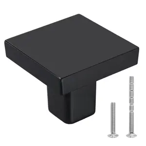 fathersdaygift  VEVOR Cabinet Knobs, 10 Pack, 1.18 Inch Black Zinc Alloy Drawer Pulls Door Handles, Square Kitchen Solid Knobs Dresser Handles, Cupboard Hardware with Screws for Bathroom Closet Cabinets Drawers