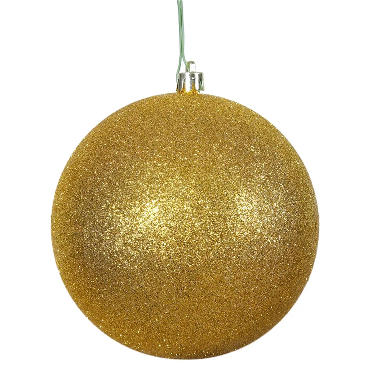 212 MAIN Basic 4-Piece 6 in. Shatterproof Plastic Colored Glitter Antique Gold Christmas Ornament Set, Deck These Halls Decor, Brightening Party Decoration Supplies for Home Festivities