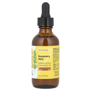 Seven Minerals Rosemary Mint, Hair & Scalp Treatment Oil, With Rice Protein & Caffeine, 2 fl oz (60 ml)