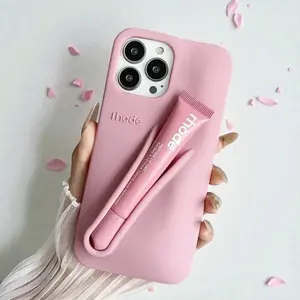 Premium Rhode Beauty Silicone iPhone Case with Built-In Lip Gloss Storage, Anti-Drop Shockproof Cover for iPhone 11 12 13 14 15 16 17 Pro Max