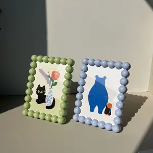 Cute Round Edge Plastic Photo Frame, 6 Inch Desktop Display Stand, Decorative Picture Frame, Home Decoration Accessory