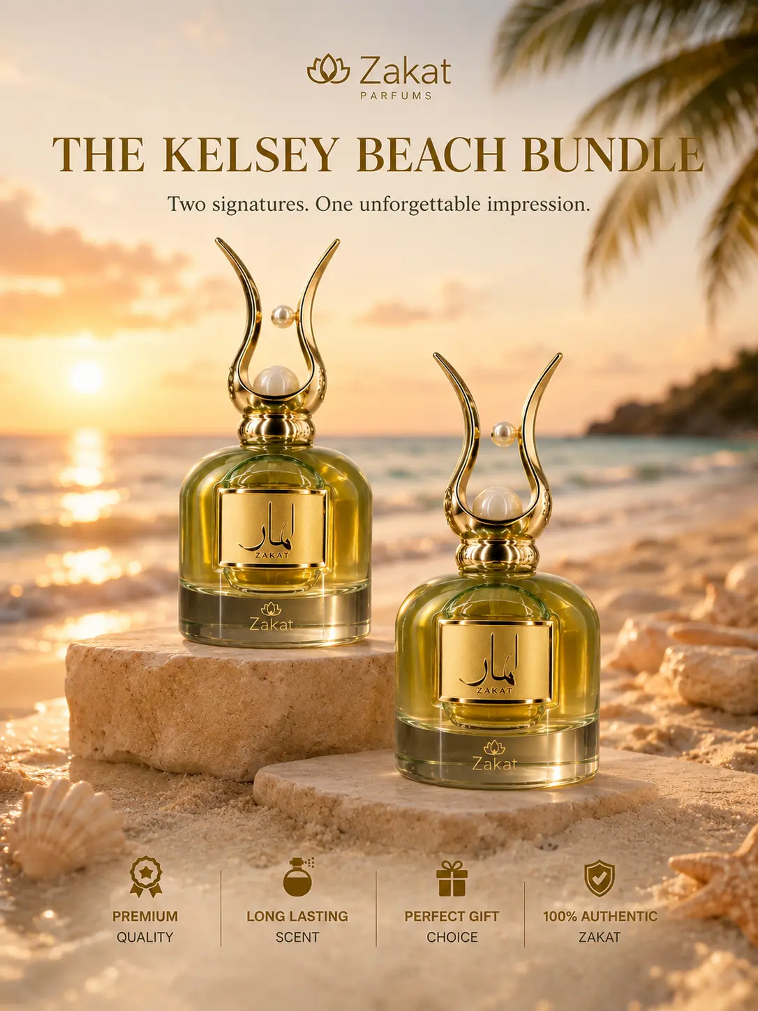 The Kelsey Beach Bundle I Hidden Gem by Zakat Eau De Parfum 3.4 FL OZ I Sea Star by Zakat  Eau de Parfum 3.4 FL OZ For Women