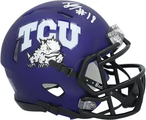 Jack Bech TCU Horned Frogs Autographed Riddell Satin Purple Speed Mini Helmet - Fanatics Authentic Certified
