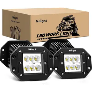 Nilight 4PCS 18W Flood Flush Mount LED Work Lights, Waterproof Lightbar, Off-Road Driving/Fog Lights for Jeep, Truck, ATV, UTV Vehicle Bumper Lamps