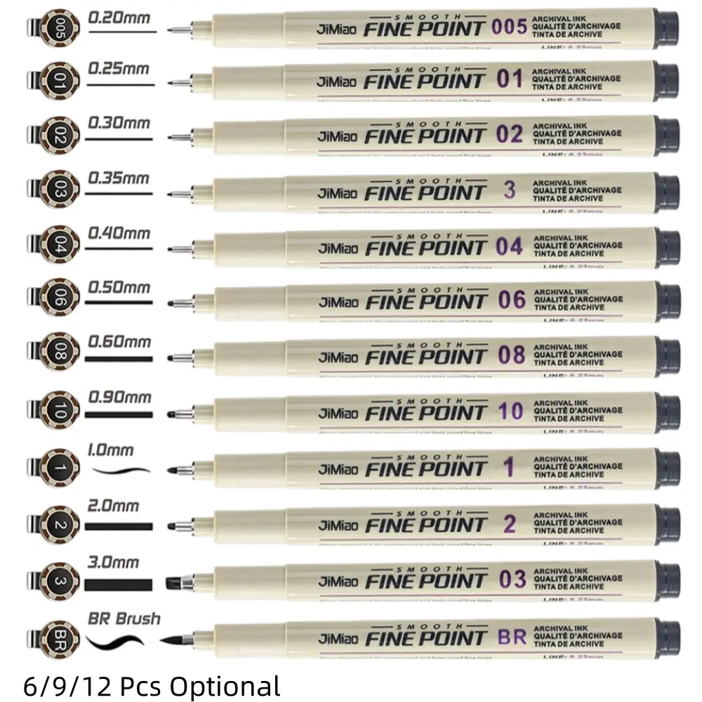Fine Liner Drawing Pen Set, 1 Box Waterproof Ink Permanent Drawing Markers Artist Sketch Outline Pen, Precision Drawing and Sketching Kit for Artists & Amateur Drawing Pens Set