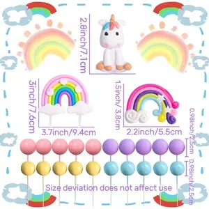 23 Packs Unicorn Rainbow Cake Decorations with Balls Set, Unicorn Cake Topper for Boys Girls Birthday & Party Favors quinceanera
