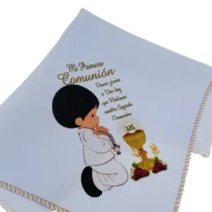 First Communion Favors 12pcs Napkins - 10x10” primera comunión Recuerdos, 100% Polyester,  Servilletas de tela