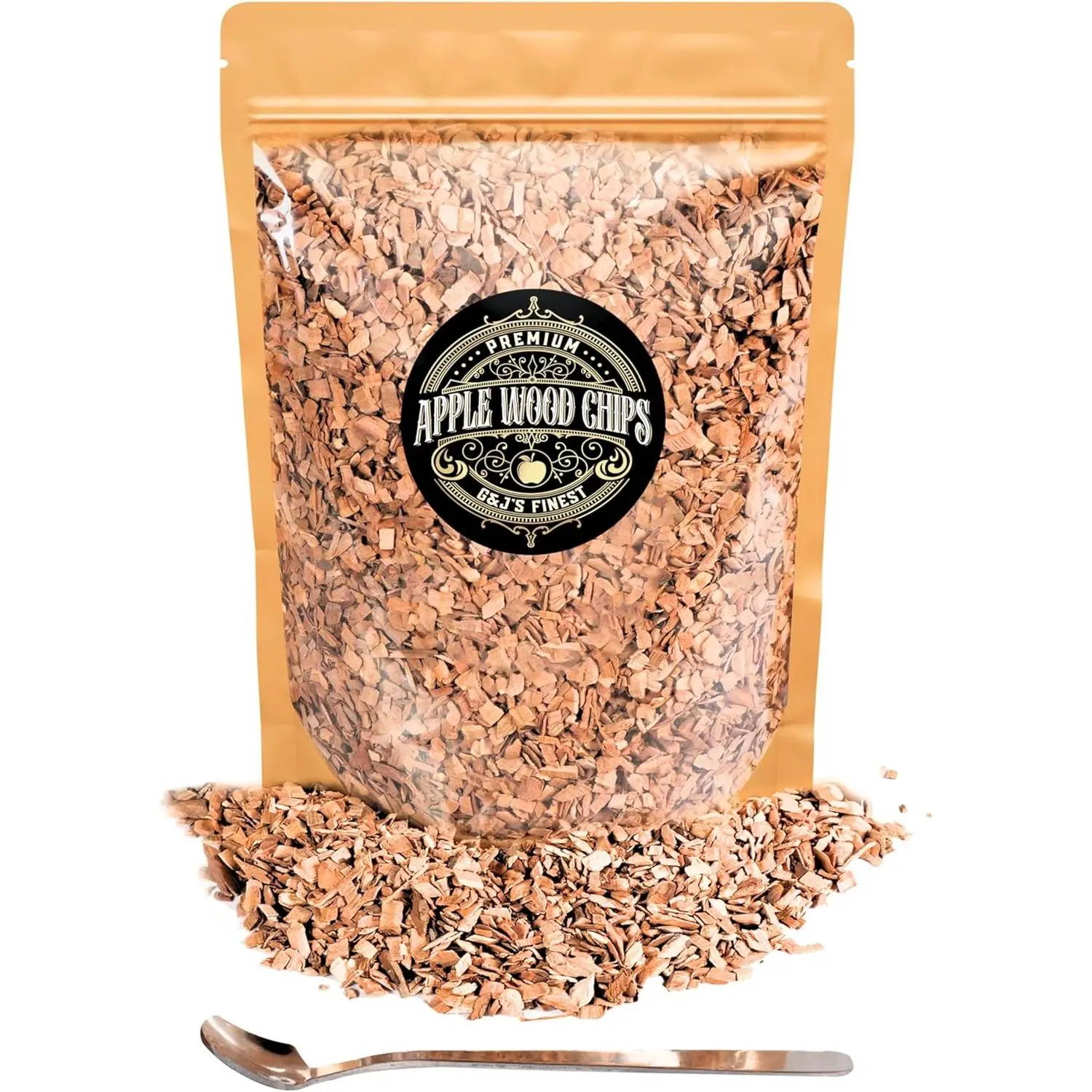 Apple Wood Chips for Cocktail Smoker; Smoked Whiskey/Bourbon/Old Fashioned Drinks - Extra Fine Sawdust Shavings for Cocktail Smoking Guns, Smoke Box, BBQ - 5oz Gift Bag & Spoon By G&J's Finest