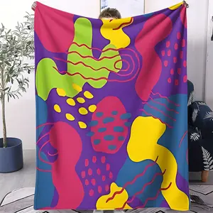 Dopamine Pattern Printing Blanket, Facecloth Blanket, Colorful and Lively Pattern, Soft and Comfortable, Suitable for Sofa, Bedroom and Travel, Suitable for All Seasons