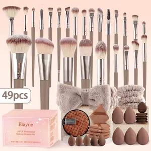 New Upgraded 49-Piece Premium Synthetic Makeup Brush Kit, Soft Cosmetic Brushes for Foundation, Powder, Concealer, Eyeshadow, Blush Application