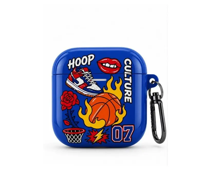 Hoop Culture AirPods Case, Basketball Lover Gift, Street Style Earbuds Cover, Blue Sports AirPods Case