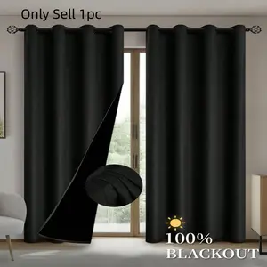 1 piece of blue, black, two tone optional 100% full blackout curtain, effectively blocking UV rays, top hole for easy hanging, suitable for both bedroom and living room, Blackout Window Cover