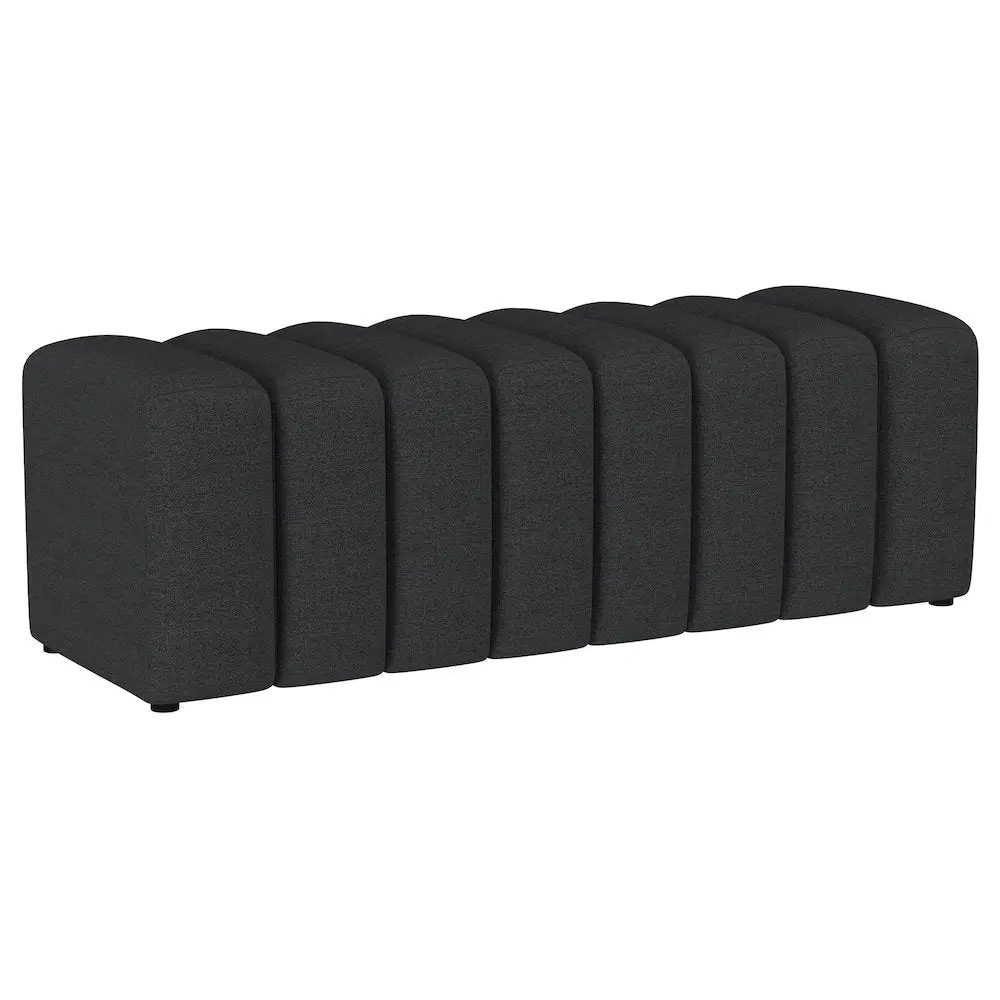 Charcoal Armless Tufted Foam-Upholstered Accent Bench - Soft Modern Textured Summer Fabric with Subtle Variation, Indoor Furniture for Foyer, Indoor Footstools & Ottomans