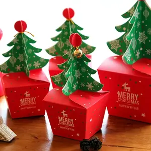 Mini Christmas Tree Gift Box, Snowflake Pine Pattern, Sturdy Cardboard, DIY Friendly, Perfect for Ornaments, Apples, Candy, Party Gift Packs