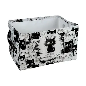 Black and White Cats Pattern Storage Baskets Storage Boxes Home Decor Storage Clothes Organization And Storage Home Decor Storage Holiday Gifts, Shelf Baskets, Organizer for Toys, Books, Storage Basket Laundry Basket with Handle，Laundry Hamper