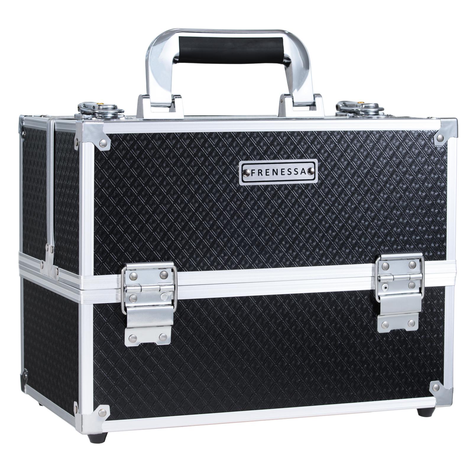 Large Makeup Case with 6 Trays Lockable Cosmetic Organizer Professional Travel Storage Box Hard Vanity Carrying Train Case