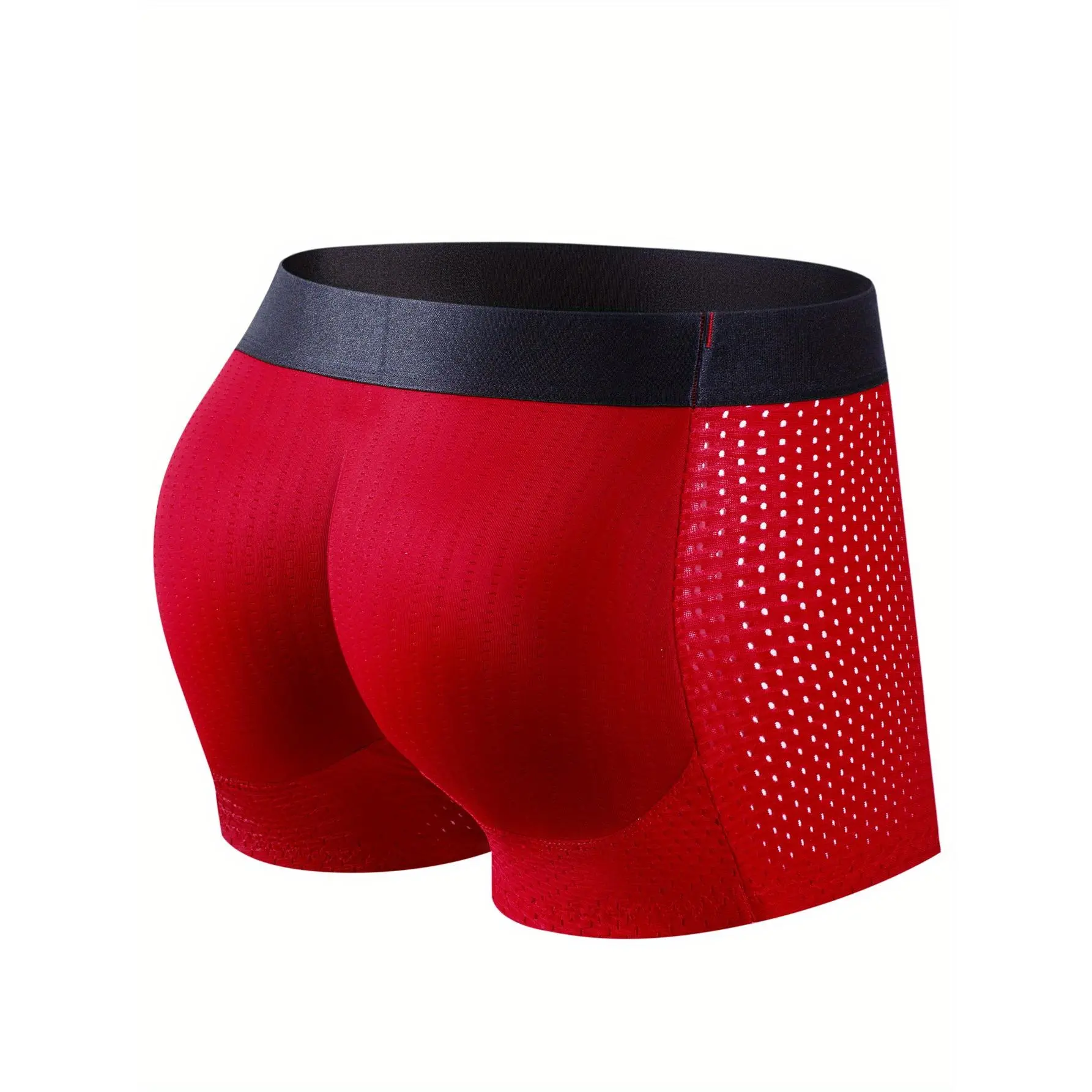 1pc Men's Underwear - Mesh Breathable Comfy Stretchy Boxer Briefs Shorts, Butt Shaping Trunks, Gym Athletic Hip Lifting Boxer Panties - For Men - Suitable for Sports & Everyday Wear - Perfect Gift for Him