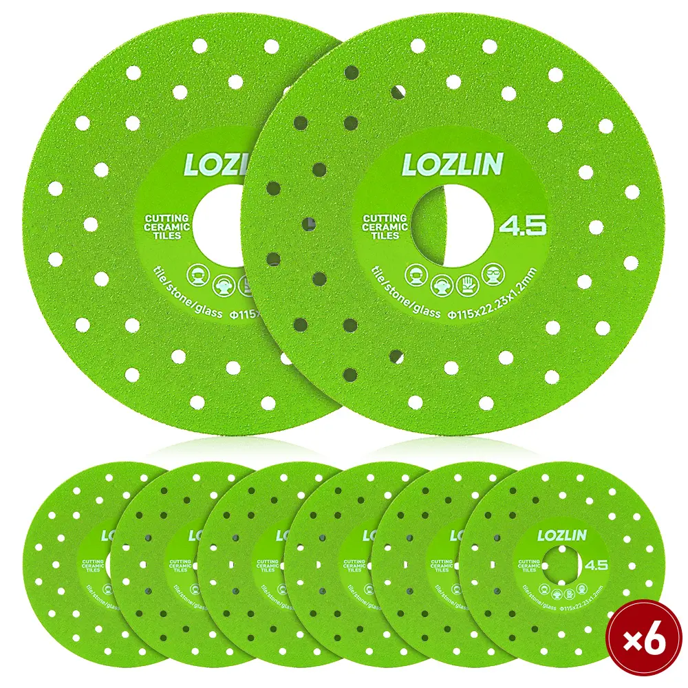 LOZLIN 3PCS/6PCS 4-1/2inch Tile Cutting Disc for Angle Grinder Glass Ceramic Marble Diamond Cutting Blade Disc for Grinding Blades