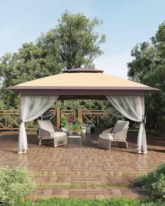 Canopy Tent 12x12 ft, Instant Outdoor Gazebo Tent with Mosquito Netting, One-Push Setup Backyard Patio Shade Canopy with Sandbags, Height Adjustable