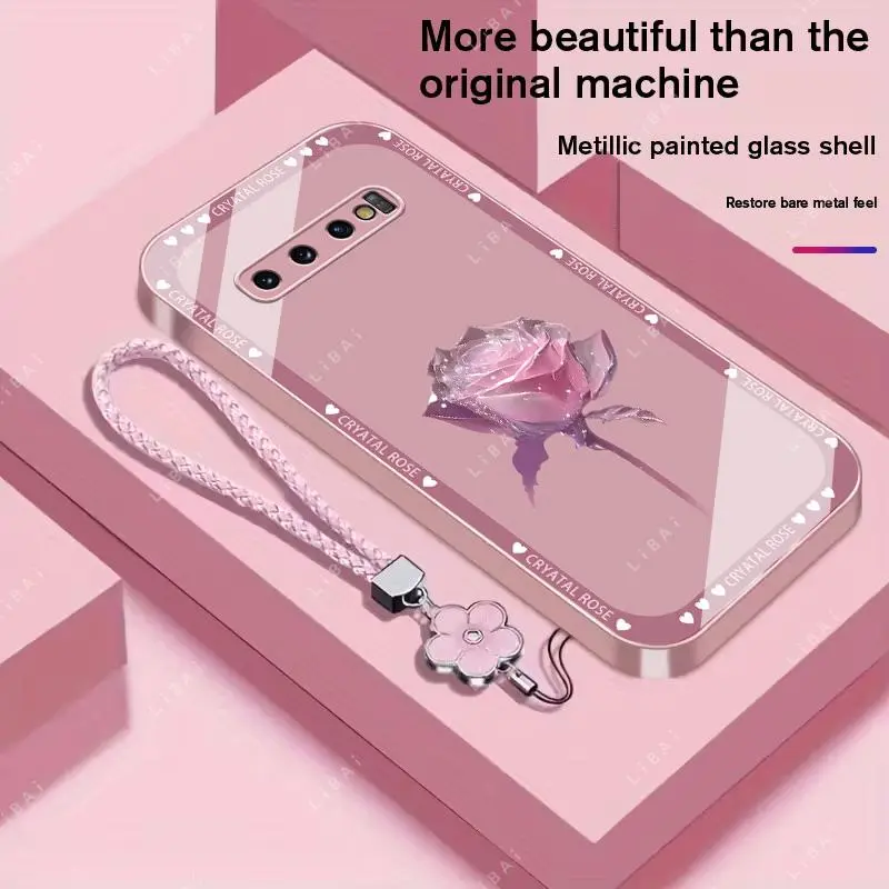Suitable for [Galaxy S10 Plus] Brand new premium phone case,  Free four-leaf clover lanyard，drop-proof and fingerprint-resistant，simple and elegant design，multiple colors available YM99