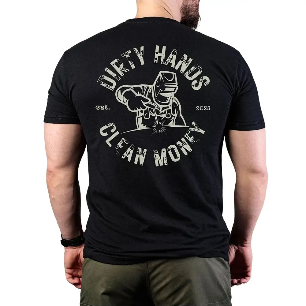 180g[100%cotton]Dirty Hands Clean Money Welder T-Shirt  ,Hoodie, Crewneck  Sweatshirt For Him Welder Shirt Welding Fabrication Industrial Blue Collar Shirt Hard Work Tee Shirt Gift Idea