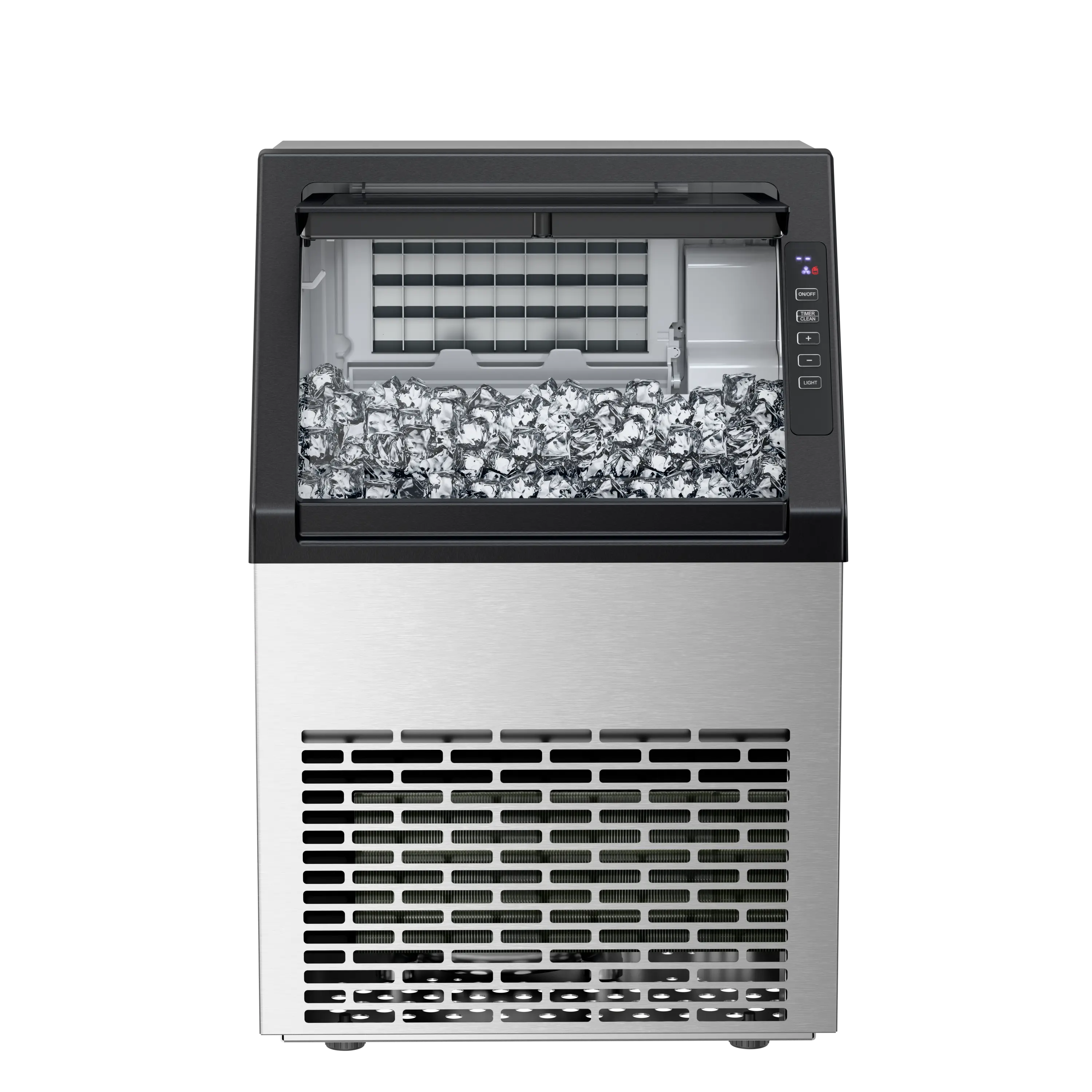 Antarctic Star Commercial Stainless Steel Silver Ice Maker, 79Lbs/24H Freestanding Unit with Self-Cleaning, Built-In Self-Draining System, Auto Drainage, Fast 11-20 Min Ice Making for Home, Bar, Restaurant, Coffee Shop