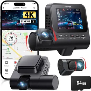 Dash Cam Front and Rear, 4K+1080P+1080P 3 Channel Dash Camera for Cars, STARVIS 2 Sensor Dash Camera with HDR Night Vision, 24H Parking Mode Car Camera with GPS, Free 64GB Card