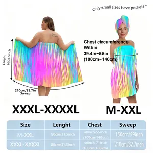 XXXL plus-size bathrobe set, colorful series, suitable for women, absorbent hair wrap towel for use after bathing, spa, or at the swimming pool. A must-have for home or travel.