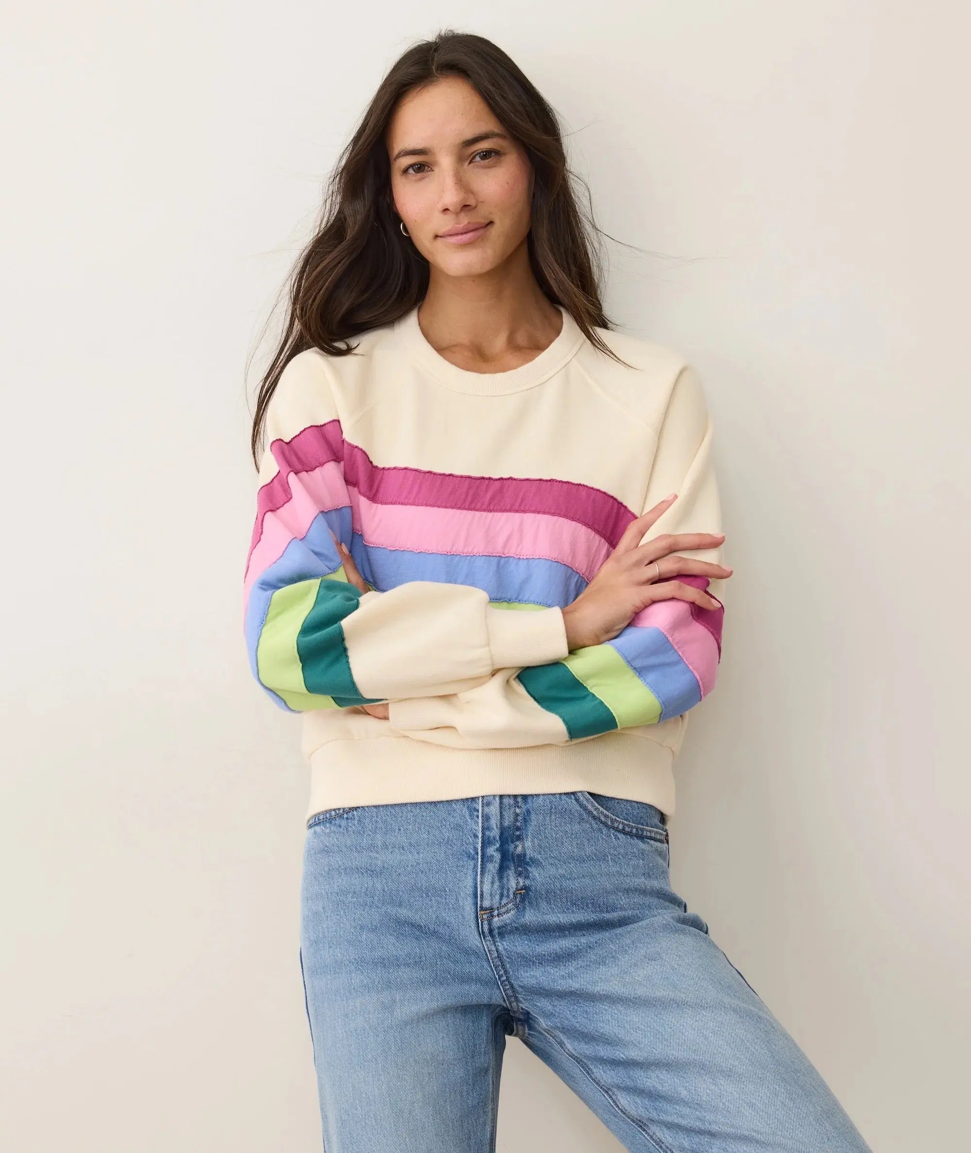 Cloud 9 Fleece Crewneck Cool Wave, Cute, Long Sleeve, Polyester, Comfortable, Longsleeves, Tops, Clothes, Relaxed Fit, Colorblock, Full Length, Fuzzy Fleece, Round Neck, Fabric, Soft, Casual, Sweatshirts, Cotton Blend