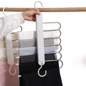 TikTok Store Mother’s Day 2-Pack 6-Tier Pants Rack — Space-Saving, Non-Slip Design, 65 mm Wide Spacing, Multifunctional Pants Organizer for Jeans and Long Pants, Ideal for Wardrobe Storage