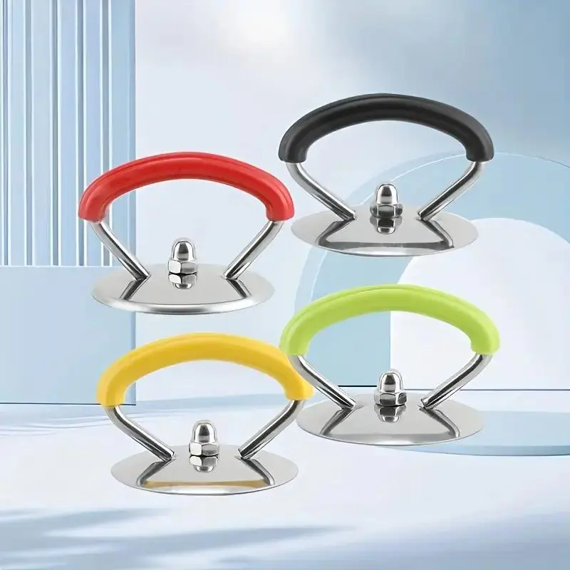 Stainless Steel Pot Lid Handle, 4 Counts/set Random Color Heat Resistant Pot Lid Handle with Silicone Grip, Kitchen Cookware Accessories, Modern Kitchen Accessories, Kitchenware Cooking