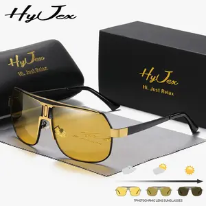 HyJex metal Unisex polarized large-frame toad glasses classic driving color-changing sunglasses