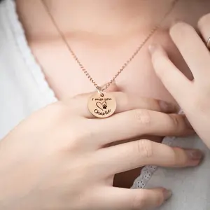 Personalized Pet Memorial Necklace – “I Miss You” Custom Name Engraved Round Charm Necklace, Remembrance Gift for Dog or Cat Loss