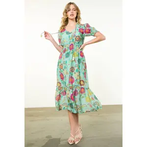 Maurice- Short Sleeve Floral Maxi Dress