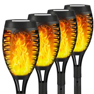 4 Pack / 8 Pack Led Solar Torch Light with Flickering Flame Outdoor Waterproof Halloween Decorations, Solar Torches Stake Lights, Auto On/Off Solar Garden Lights Decorations
